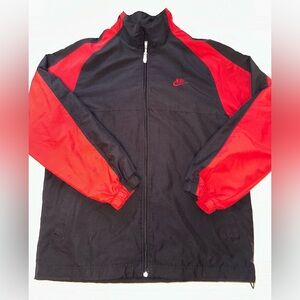 Vintage Nike lined full zip windbreaker jacket. Mens XL. Red and black